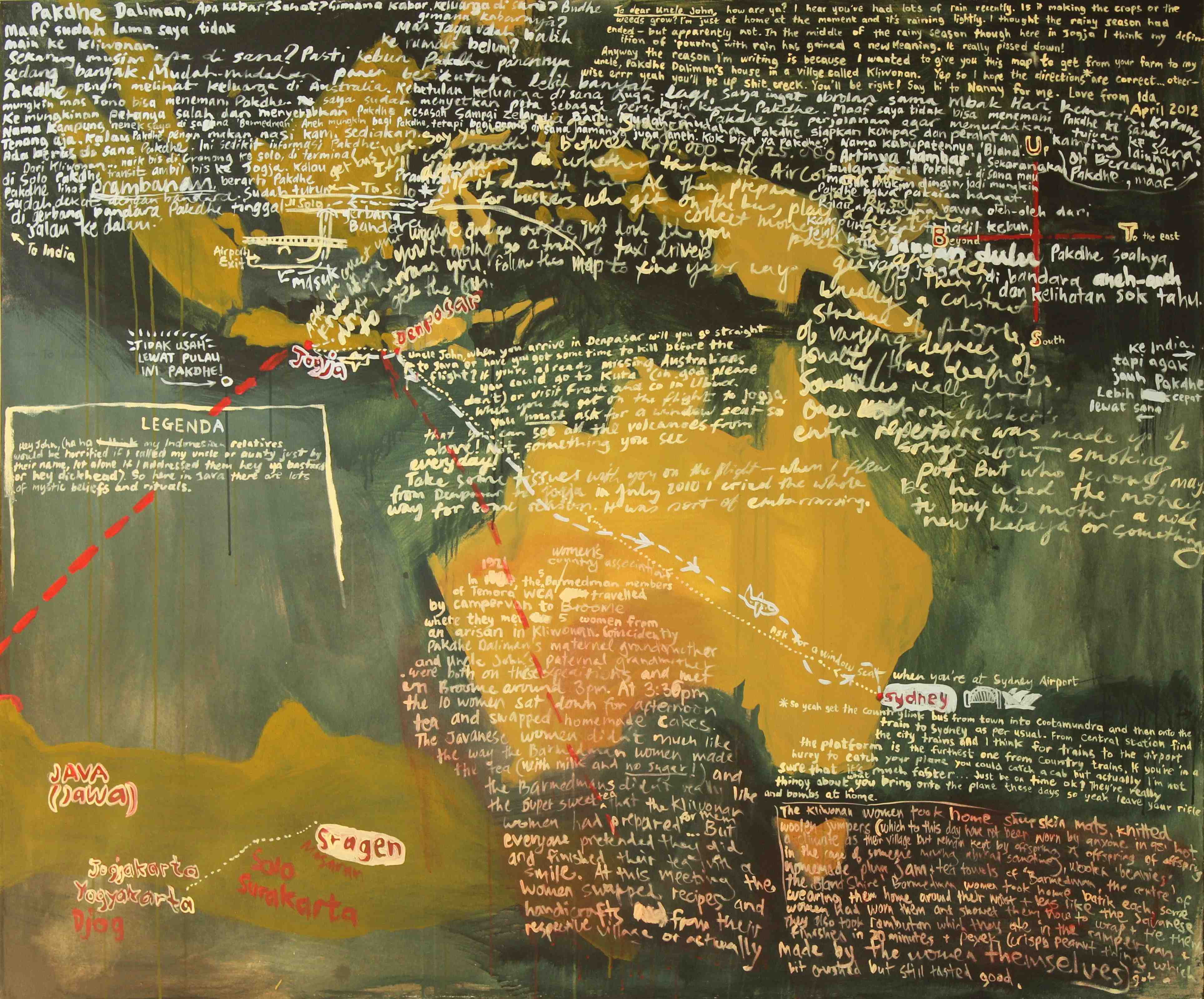 Map for Pakdhe Daliman and Uncle John 2012 acrylic on canvas 150cm x 180cm