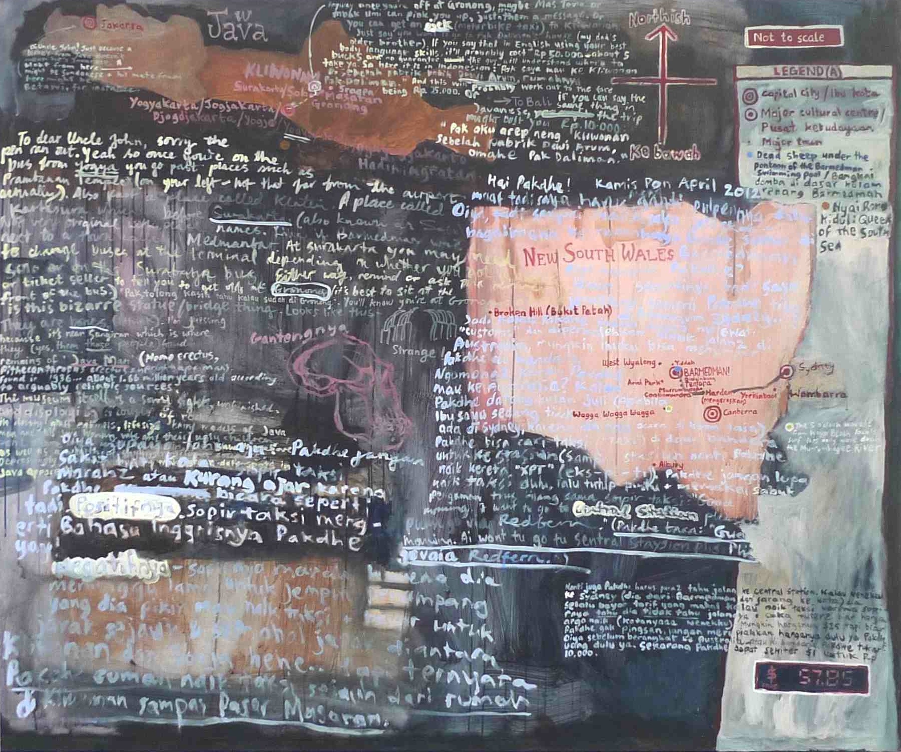 Map for Pakdhe Daliman and Uncle John, continued 2013 acrylic on canvas 152cm x 183cm