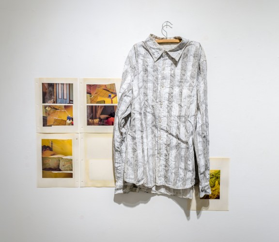 Contrary Shirt and Visitor Entertainers (shirt, pencil, acrylic, coat hanger; unique photo album pages)