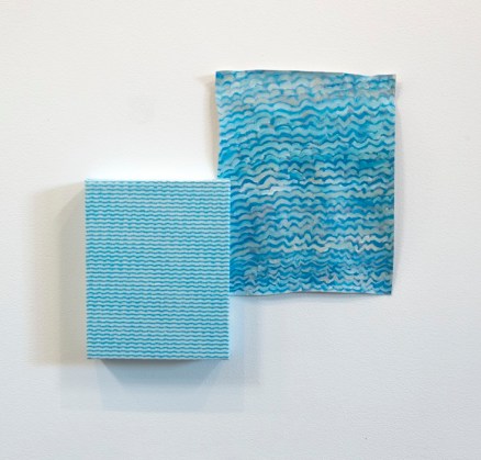 Pale Imitation (Blue and White Zigzags II) acrylic on canvas, 34 x 27 cm; Chux® Wipe