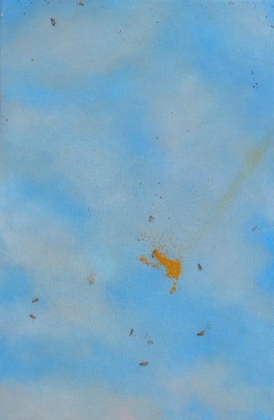 Fitri Graham Melancholia IV 1949 oil, pantry moths, turmeric and pepper on canvas