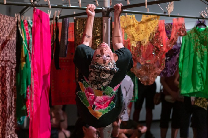 Alfira O'Sullivan performing Weekends are for washing at the launch of looking here looking north. Image care of Casula Powerhouse Art Centre. Photography by Chantel Bann.jpg