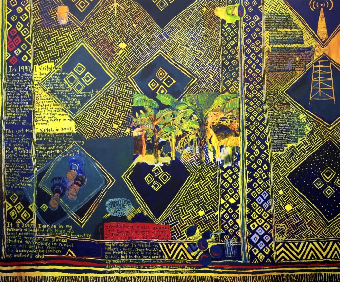 Ida Lawrence, Dimas's Wifi Tower 2018 acrylic on canvas 152x183cm. Photo Ida Lawrence crop.JPG