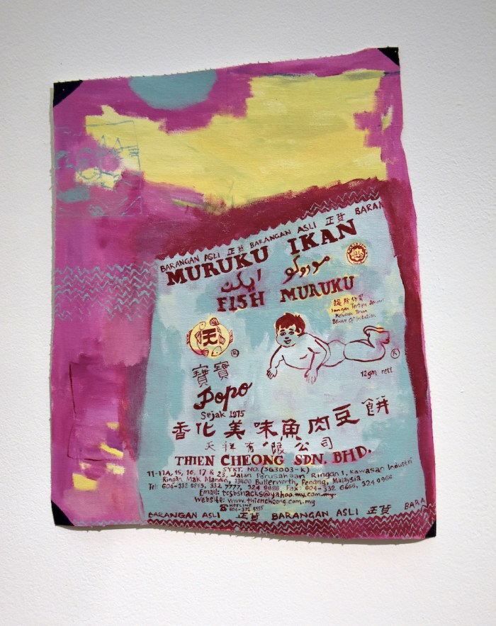Ida Lawrence, A Gift from Okui (Jangan Tertipu Dengan Keluaran Tiruan) 2018 acrylic on unstretched canvas, 53x42cm. Nolan Murphy.JPG