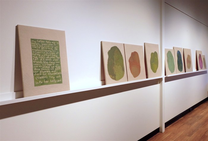 Ida Lawrence, A story my father heard as a child 2019, acrylic on linen on board, 9 panels, dimensions variable installation.JPG