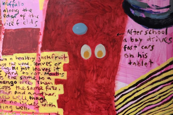 Ida Lawrence, A village and surrounds III (kehidupan baru) 2019 acrylic on unstretched canvas, 160x185cm detail1.JPG