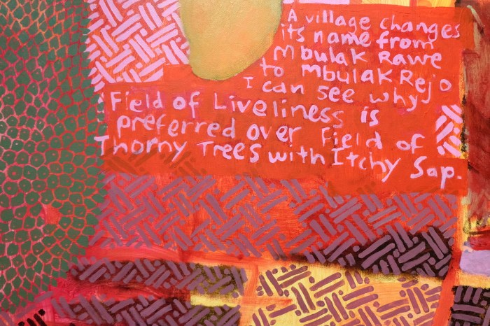 Ida Lawrence, A village and surrounds III (kehidupan baru) 2019 acrylic on unstretched canvas, 160x185cm detail2.JPG